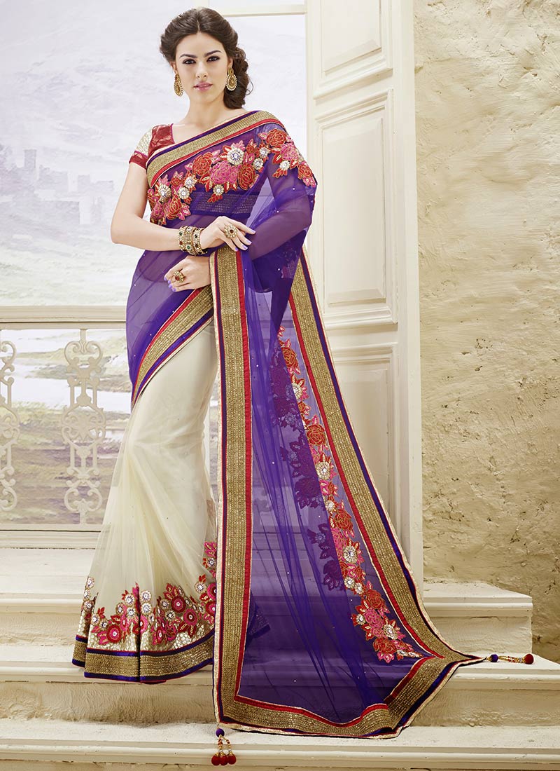 Gold and Purple Half N Half Silk Saree Saree 1450SR09