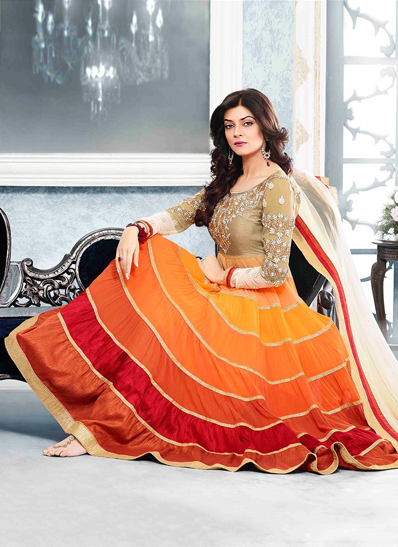 orange anarkali suits