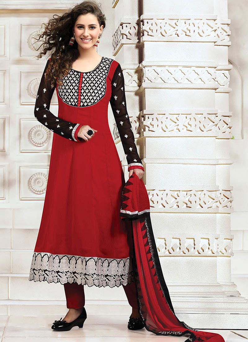 Red Georgette Punjabi Suit