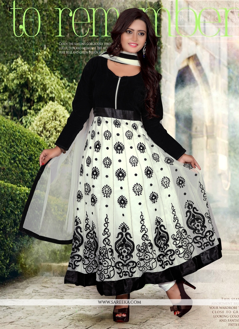 Black and white anarkali dress sale