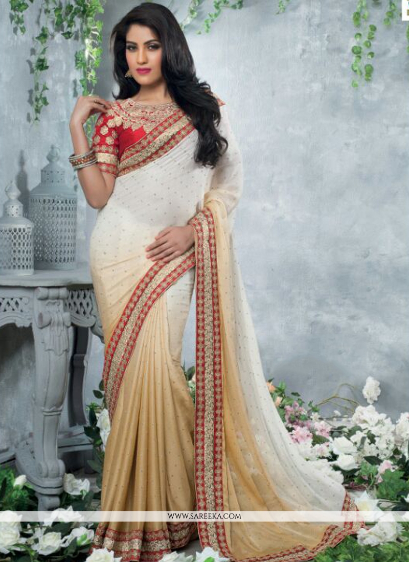 Saree - Off White Chiffon saree with... - Urban String Sarees | Facebook