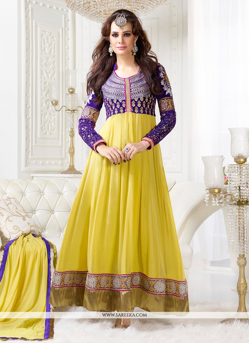 Yellow Georgette Anarkali Suit