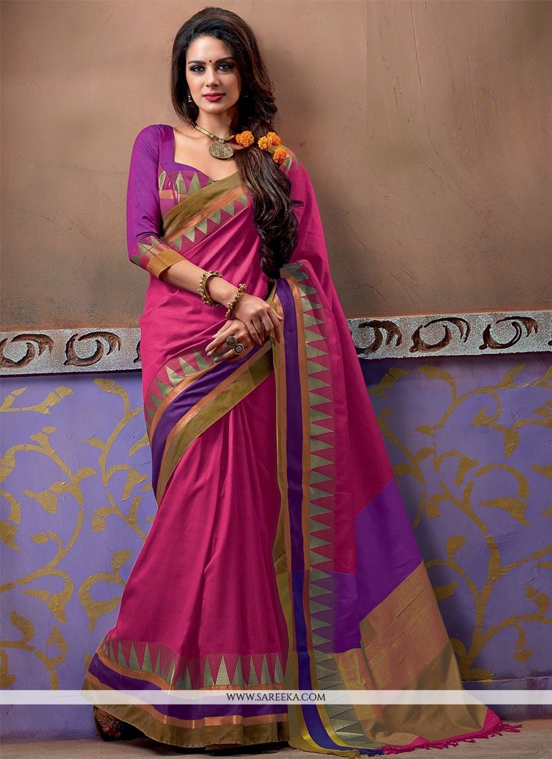 Cotton Patch Border Work Designer Saree