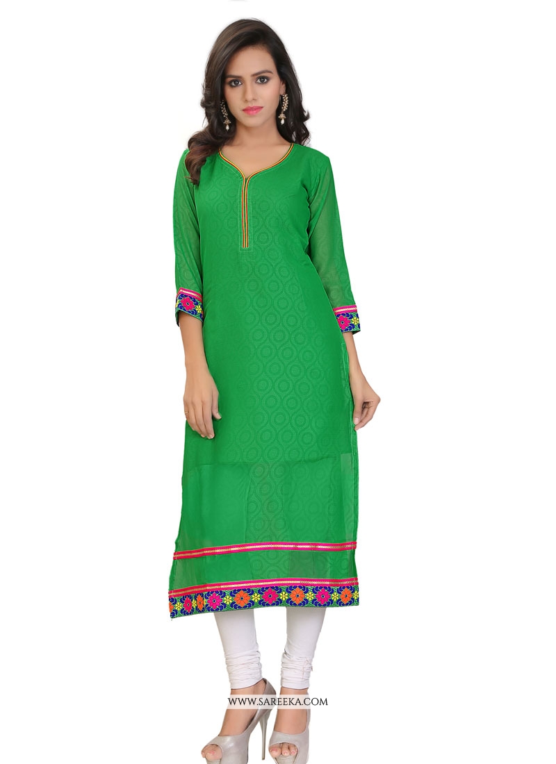 green kurti party wear