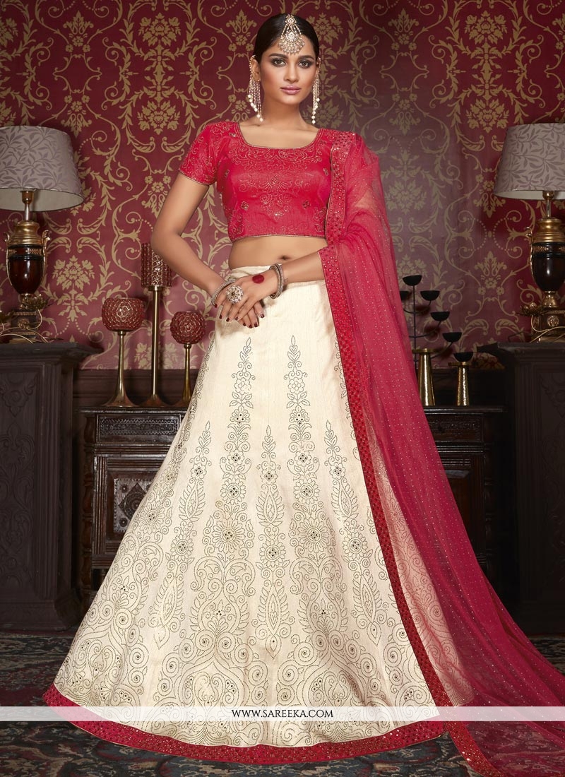 Buy Hot Pink and Off White Patch Border Work Lehenga Choli Online : UK,  USA, Canada, Australia - New Arrivals