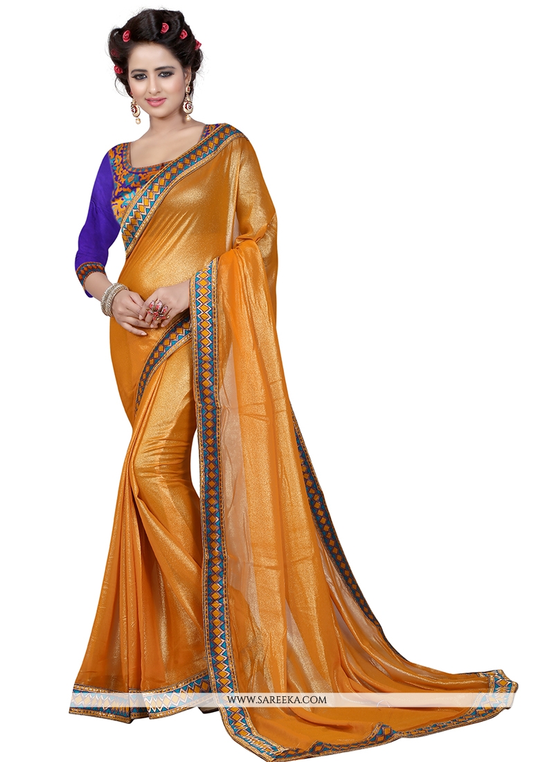 Georgette embroidered work designer saree