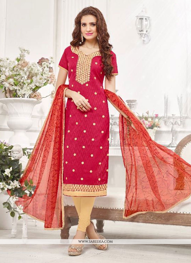 Buy Cotton Embroidered Work Churidar Designer Suit Online USA