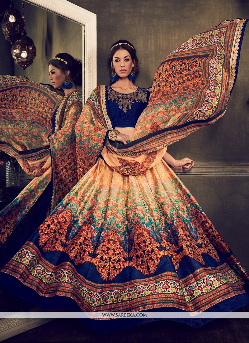 Buy Banglori Silk Multi Colour Designer Lehenga Choli Online Malaysia 8095