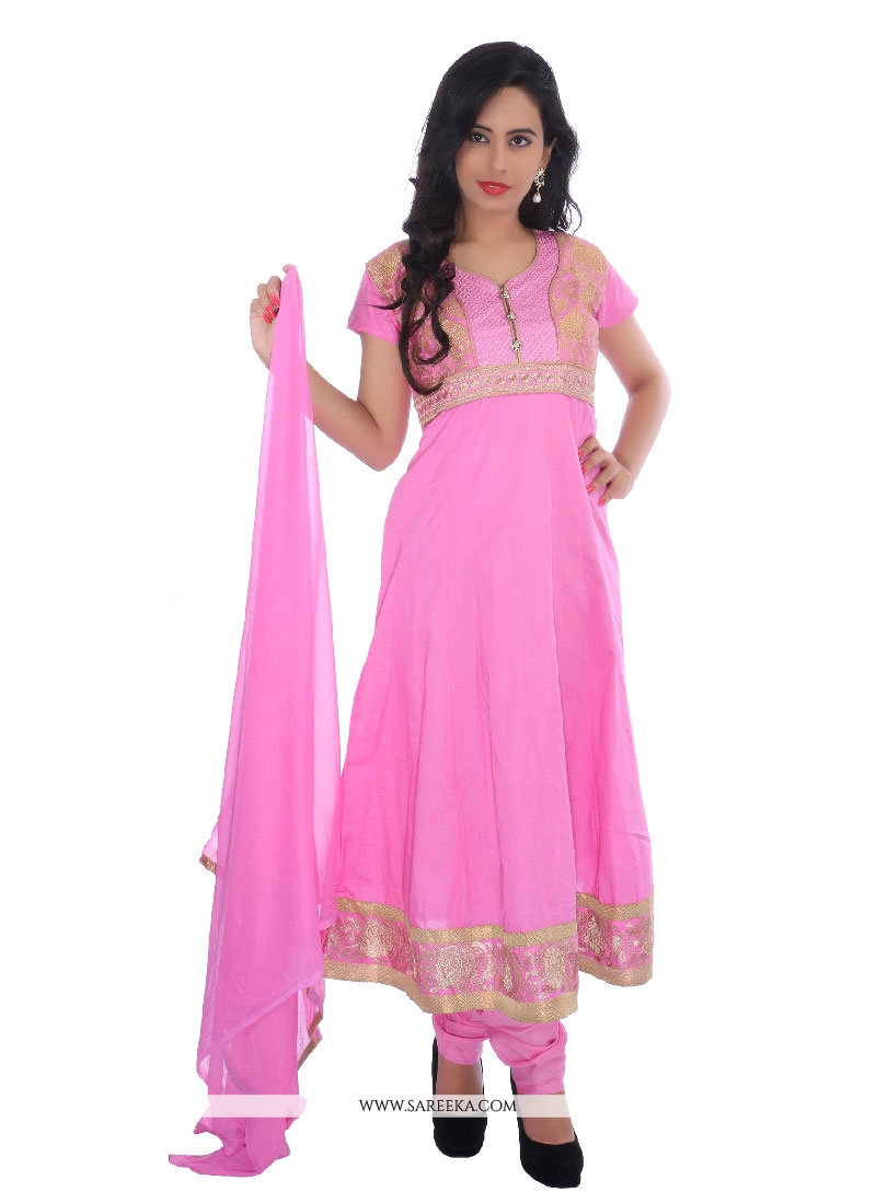 white and pink churidar