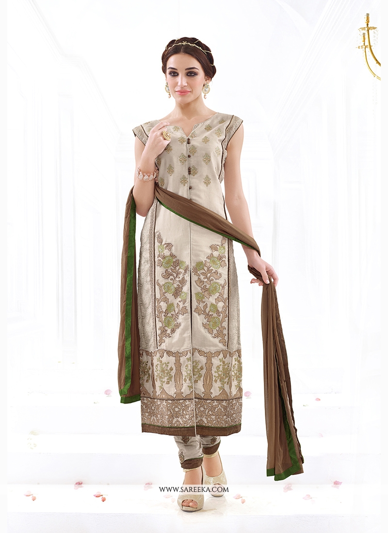 Brown Cotton Churidar Designer Suit