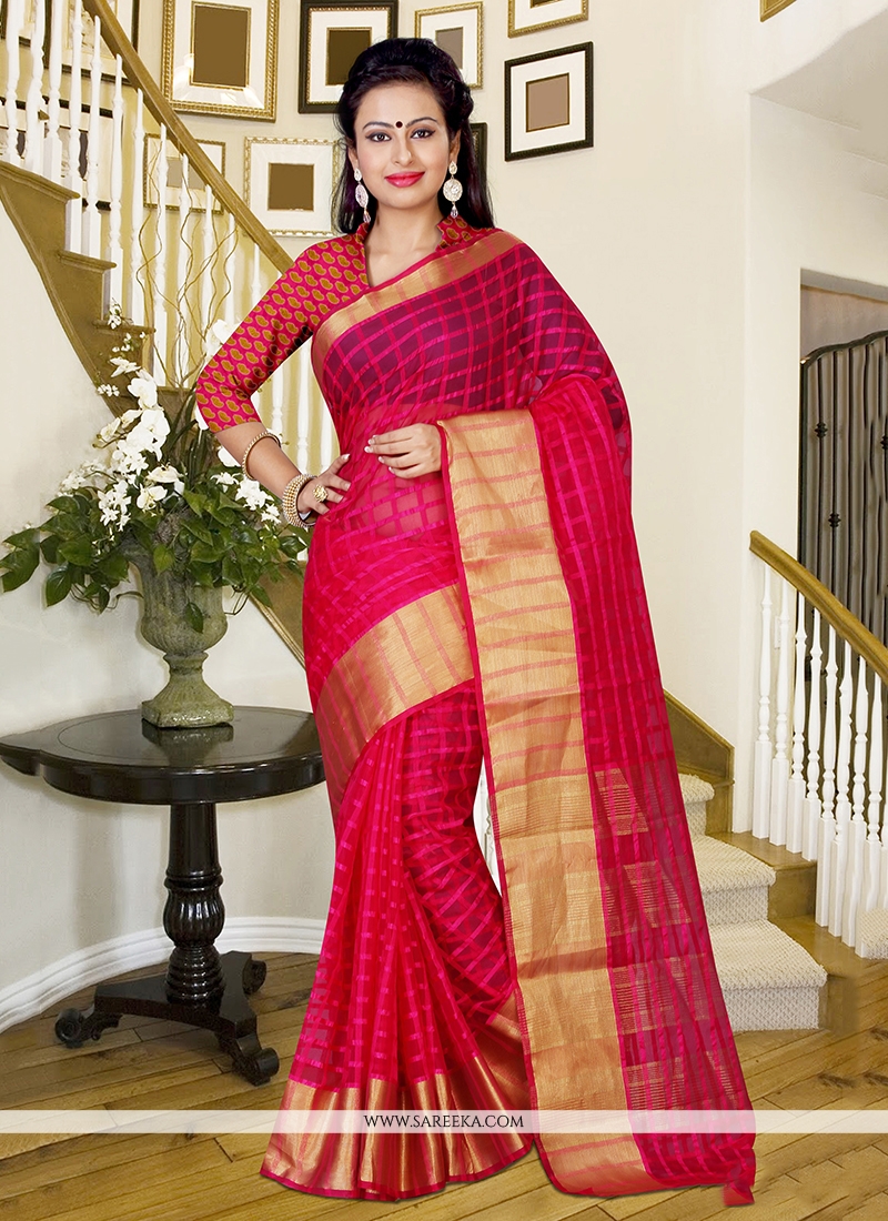 Buy Online Glorious Silk Hot Pink Saree : 45815