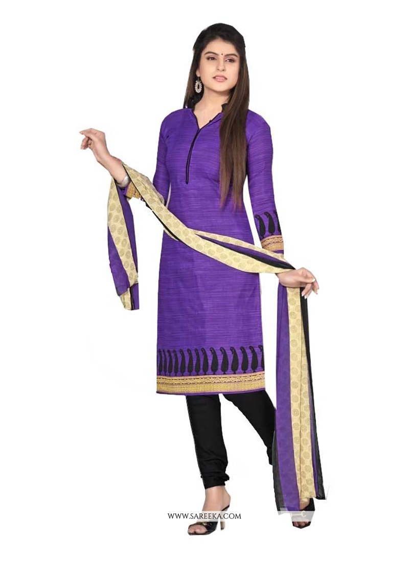 Buy Purple Cotton Churidar Designer Suit Online Indian Ethnic Wear
