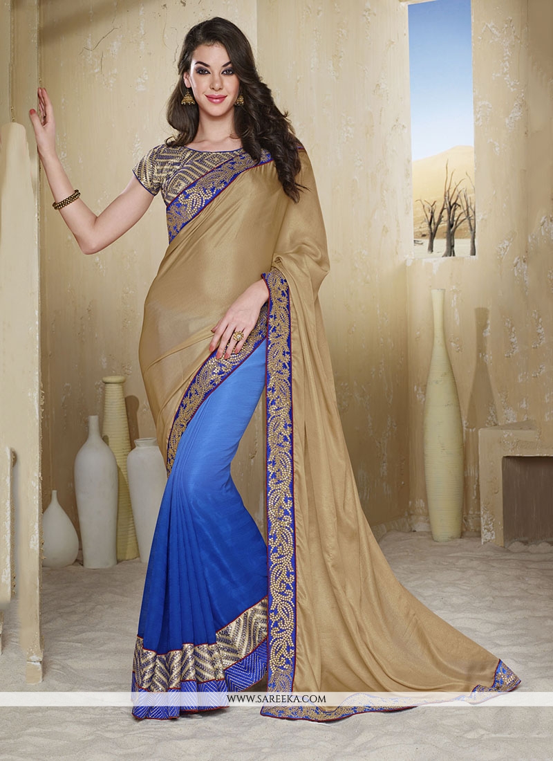 Faux Chiffon Embroidered Work Designer Saree