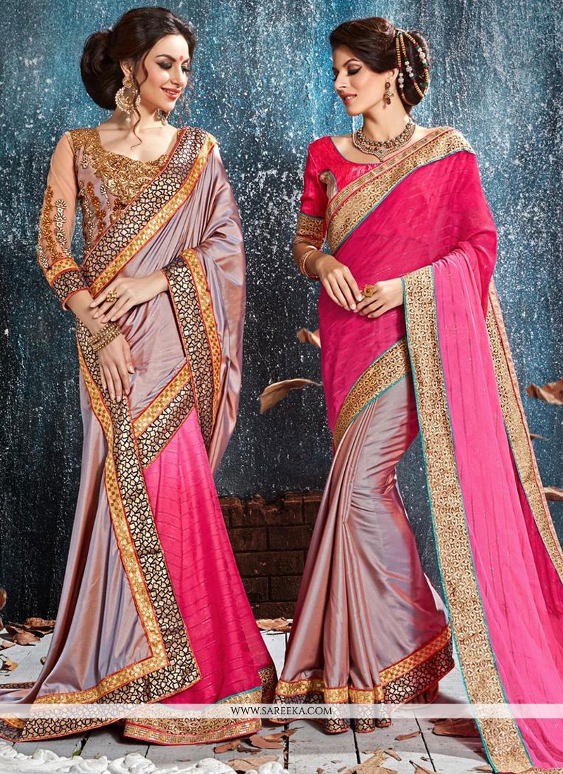 Hot Pink Silk Classic Designer Saree Wedding Sarees