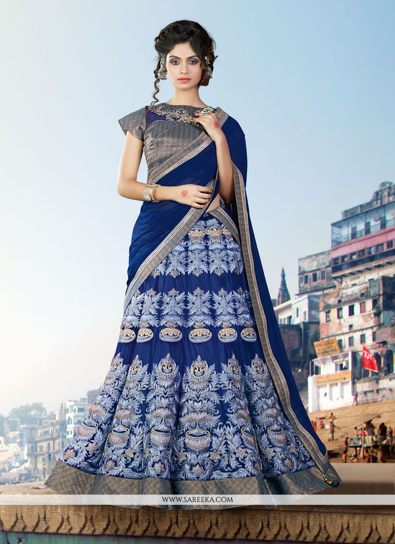 blue lehenga look