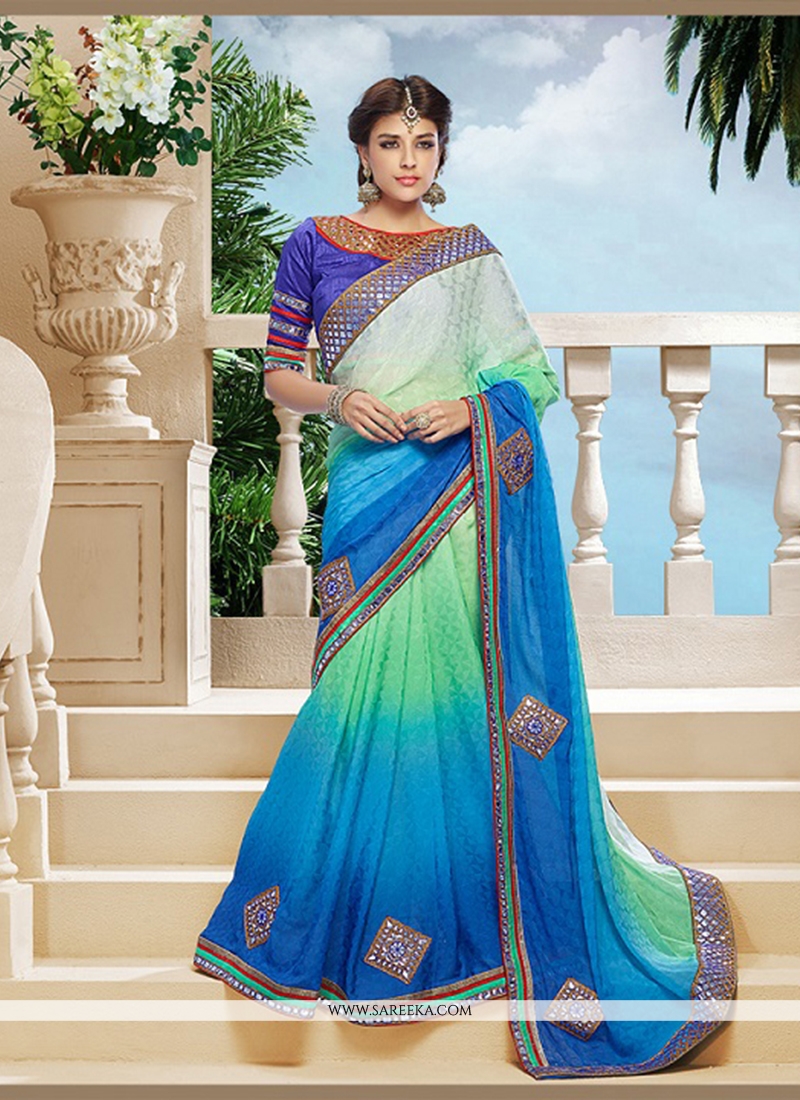 Blue Jacquard Classic Designer Saree