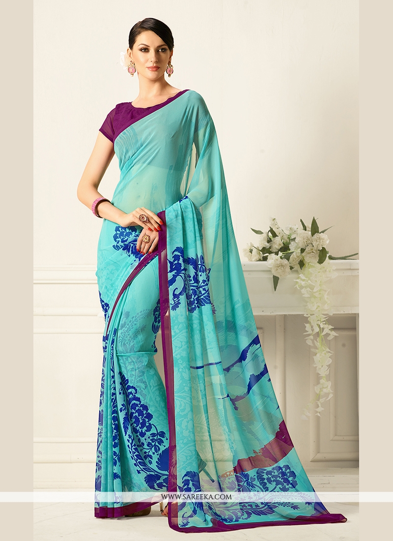 Buy Georgette Multi Colour Printed Saree Online Usa