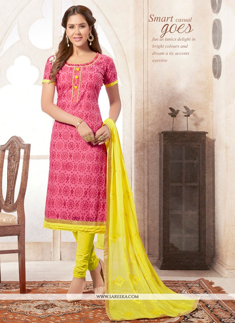 pink and yellow churidar