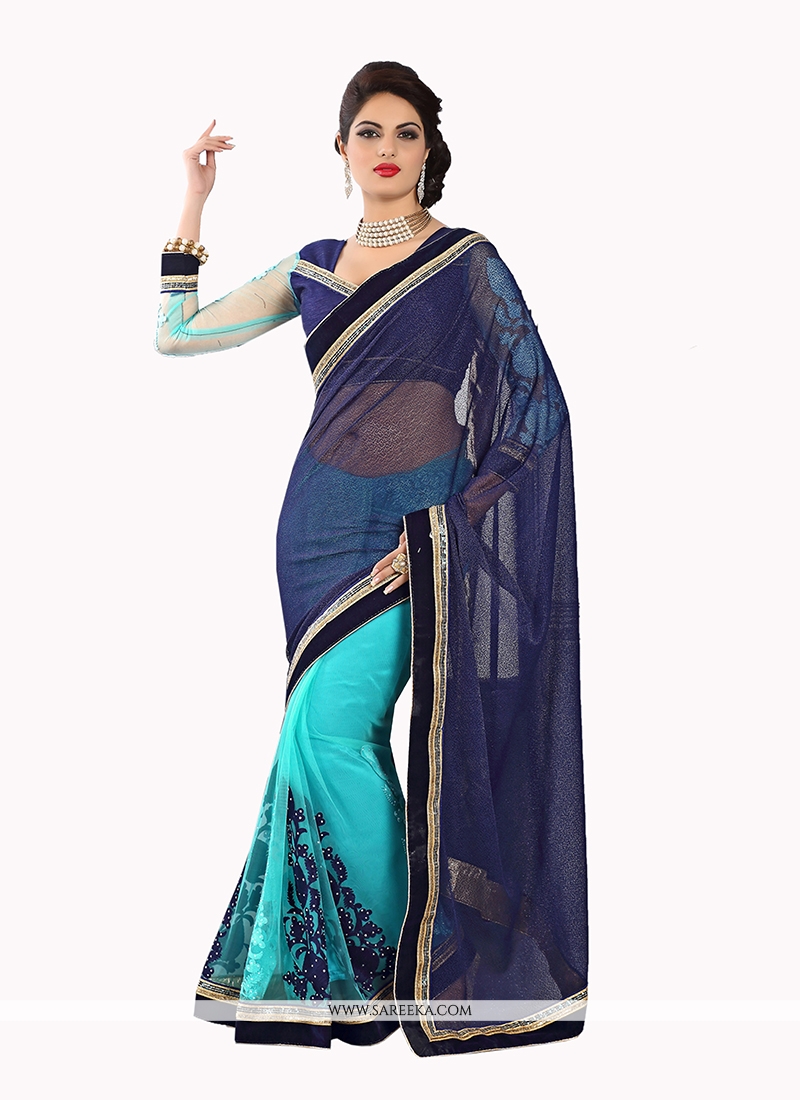 Net Blue Designer Saree