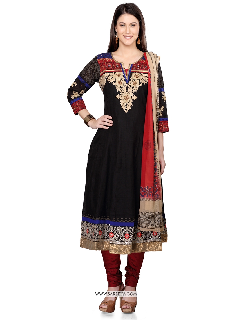 Buy Cotton Embroidered Work Readymade Suit Online at best price