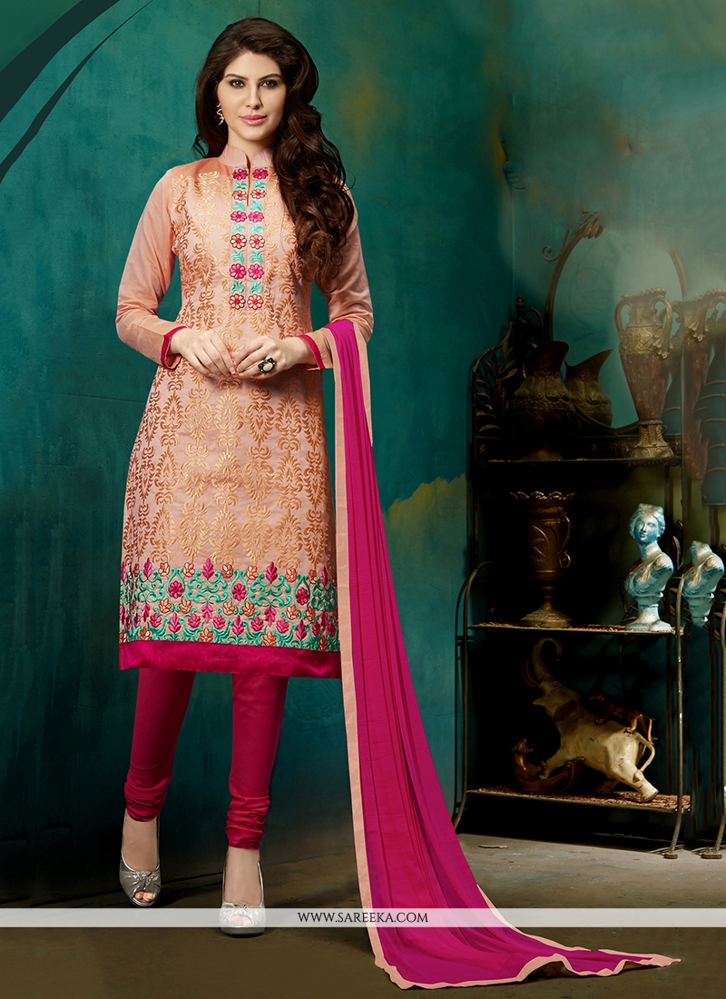 Buy Embroidered Work Churidar Designer Suit Online : Indian Ethnic Wear