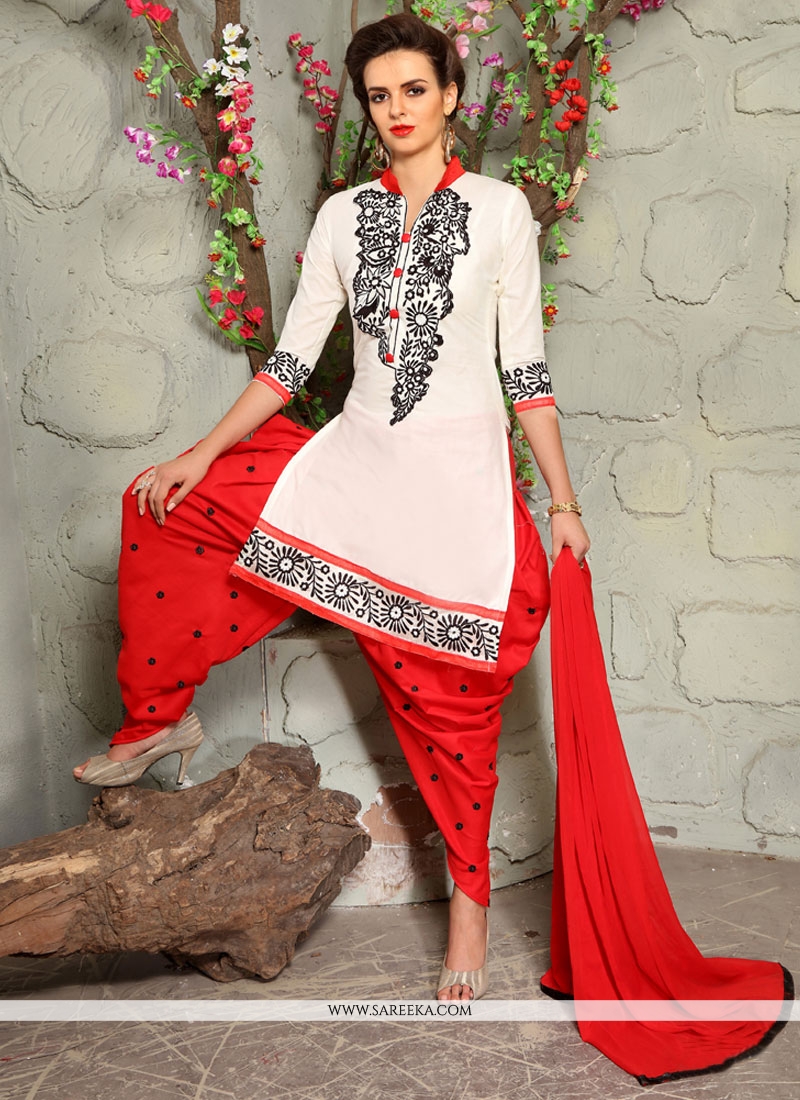 Red and white punjabi sales dress