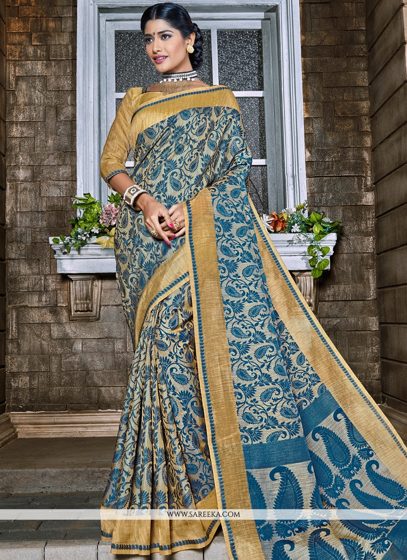 Shop Banarasi Silk Blue Designer Traditional Saree Online : 62570