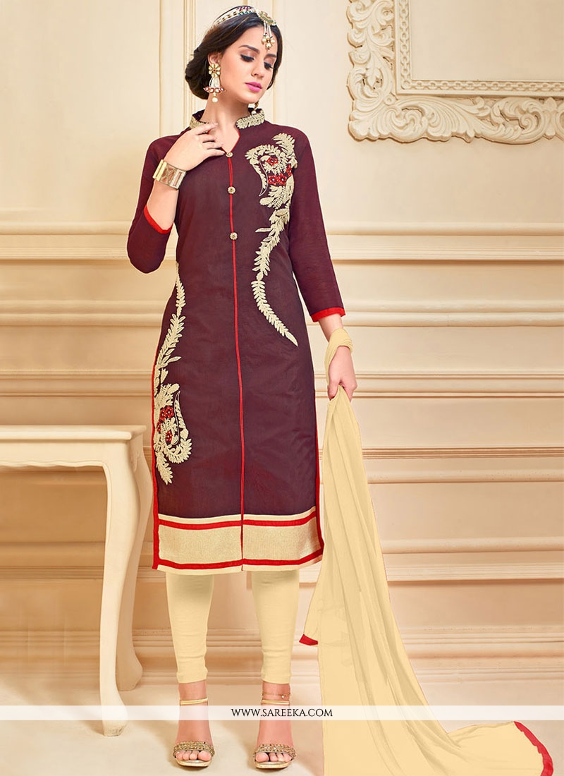 brown churidar designs