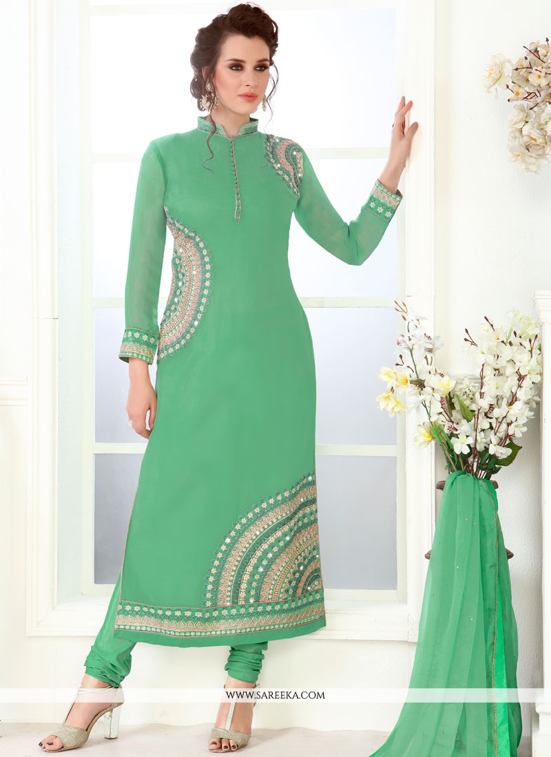 Buy Lace Work Churidar Designer Suit Online : USA