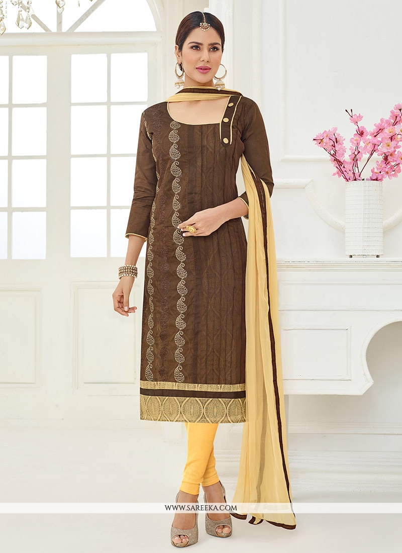 brown churidar designs