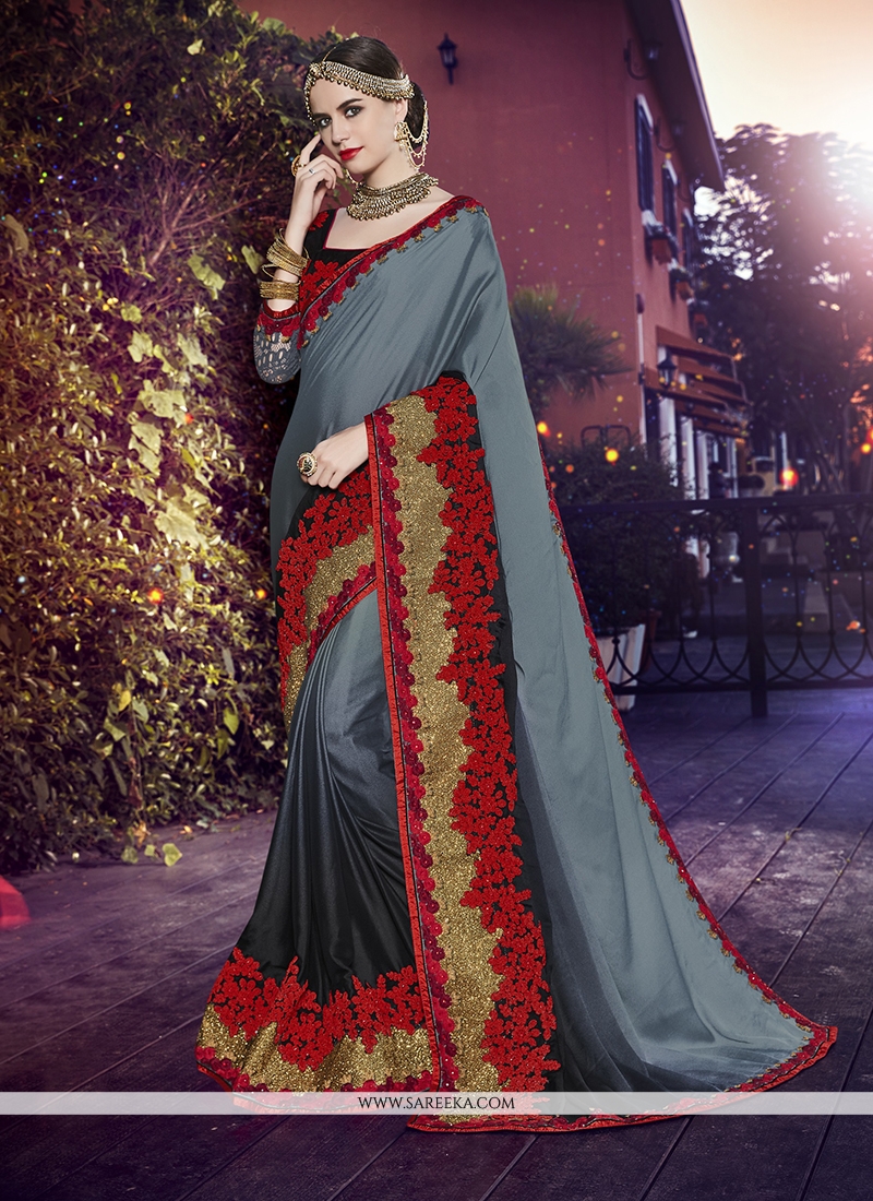 long frock with georgette saree