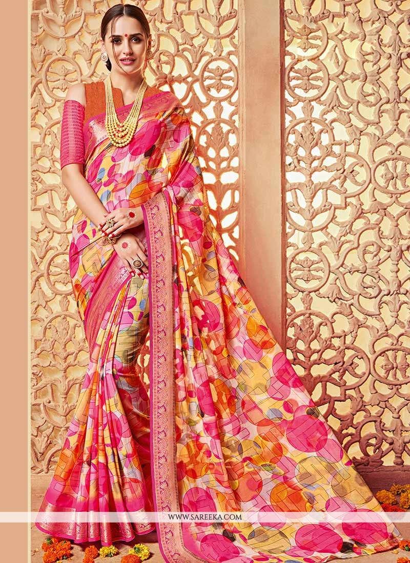 Buy Faux Georgette Multi Colour Printed Saree 65326