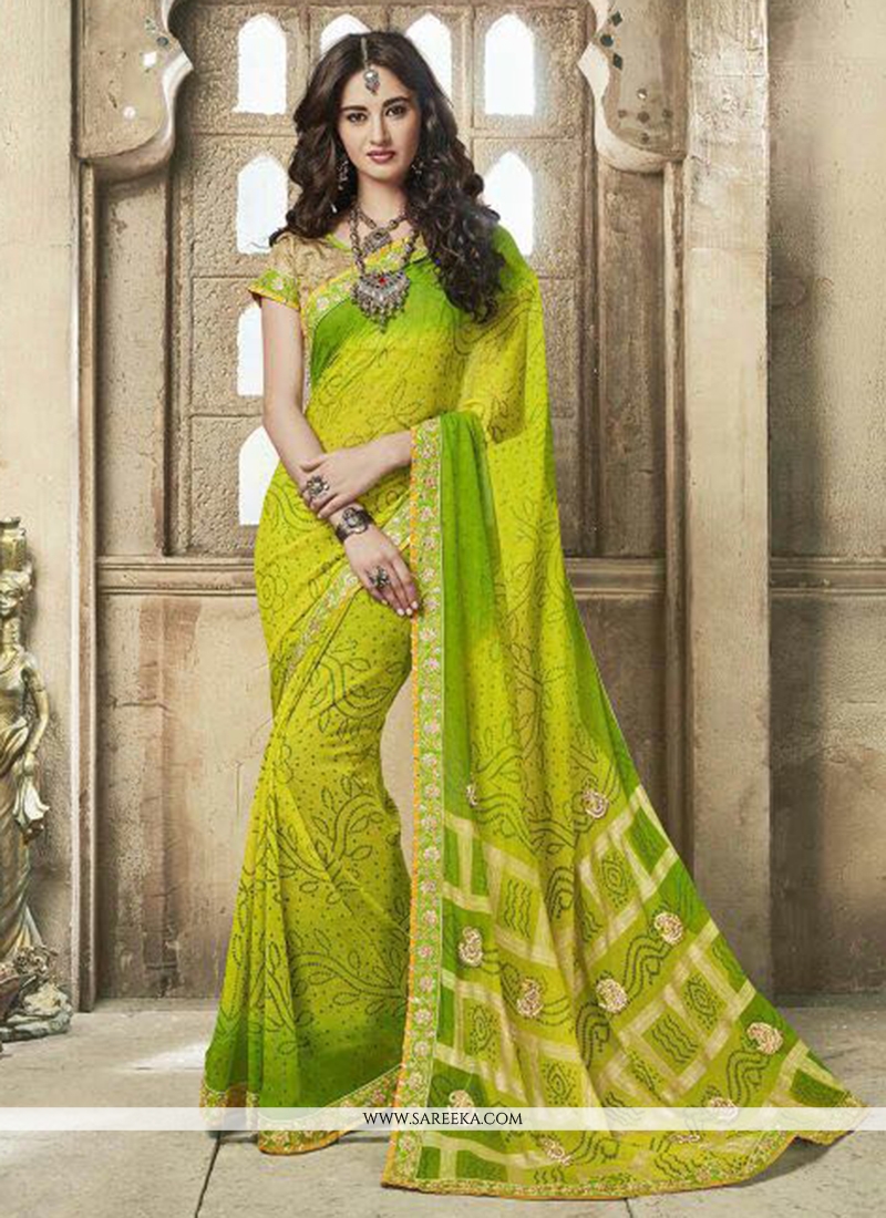 green saree outfit