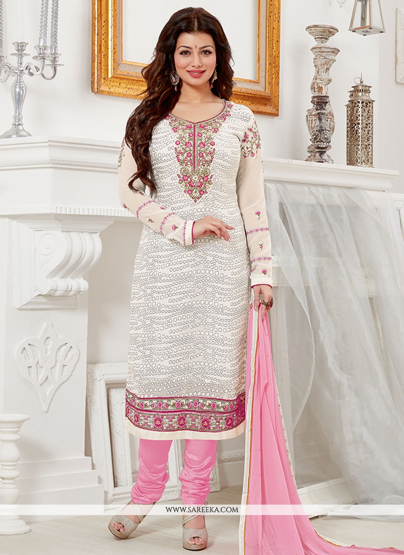 Buy White Stone Work Churidar Designer Suit Online UK USA Canada Australia Salwar Kameez