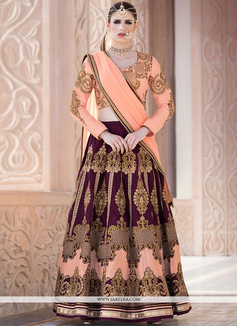 Purple Resham Embroidered Bridesmaid Lehenga In Silk 2354LG11