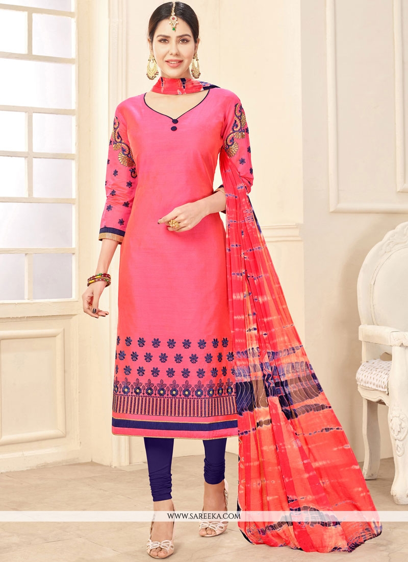 pink churidar suit