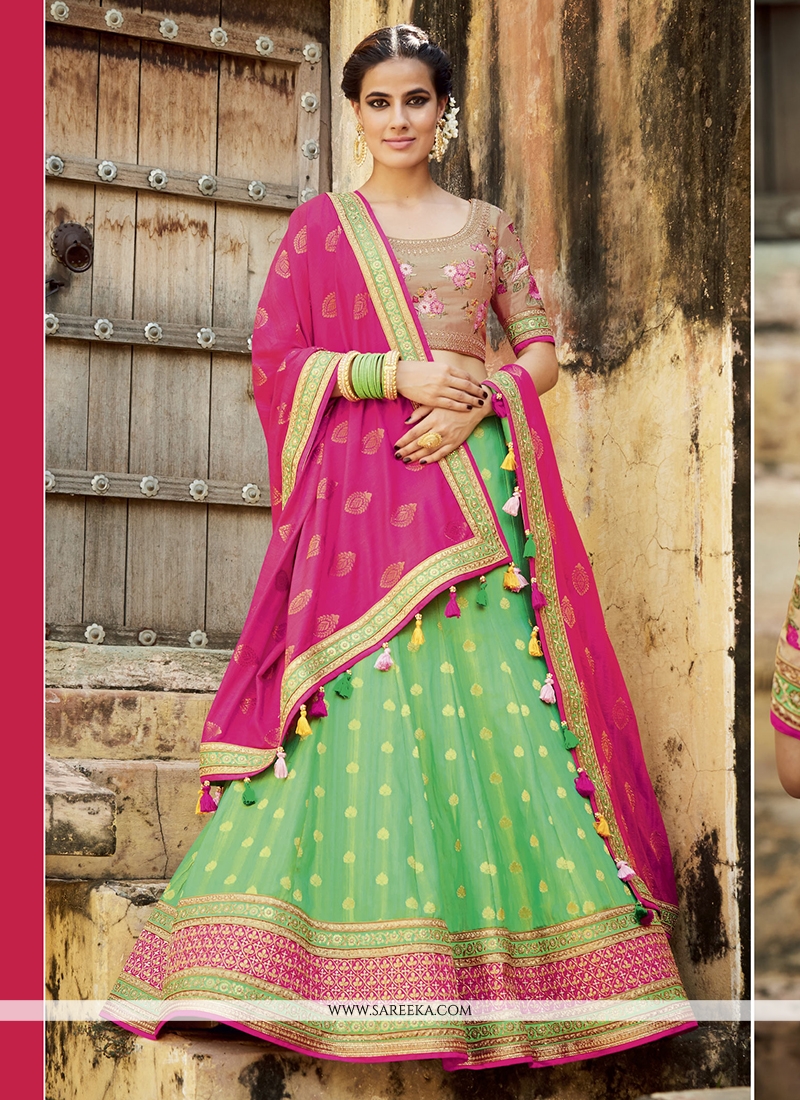 Flourecent Green Pink Multi Color New Exclusive Bridal Lehenga Choli  Wholesale