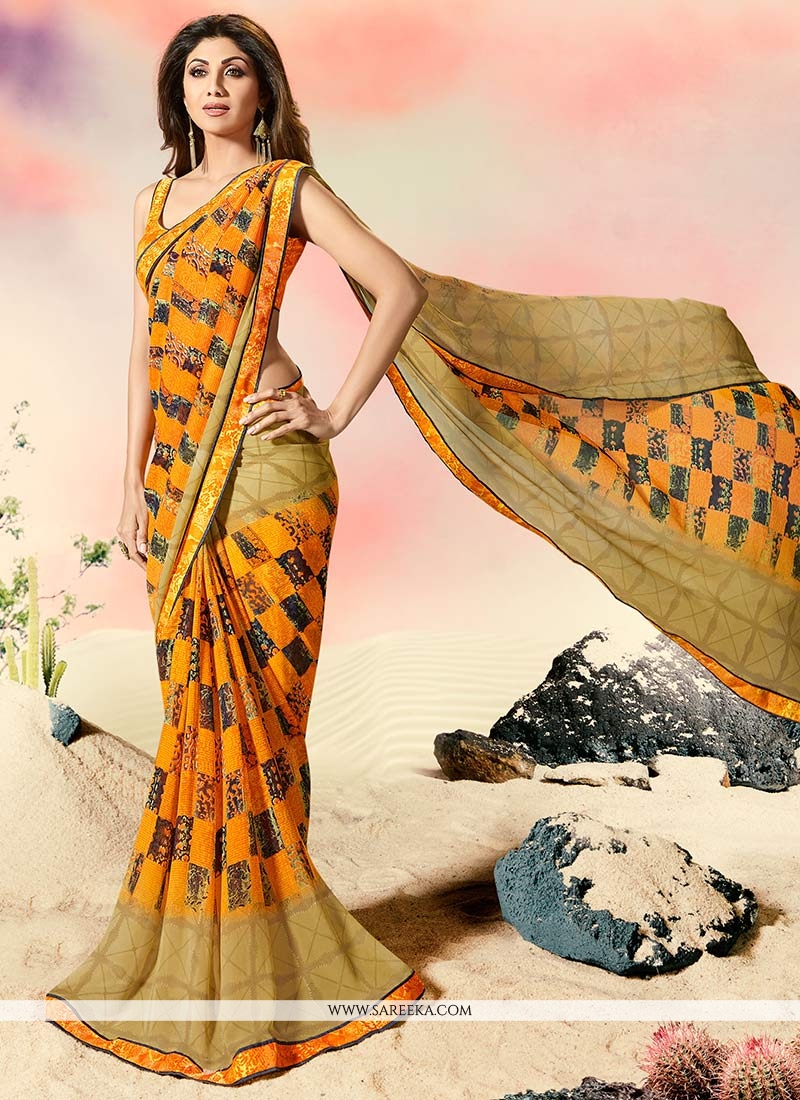 Buy Shilpa Shetty Multi Colour Printed Saree Online - Saree