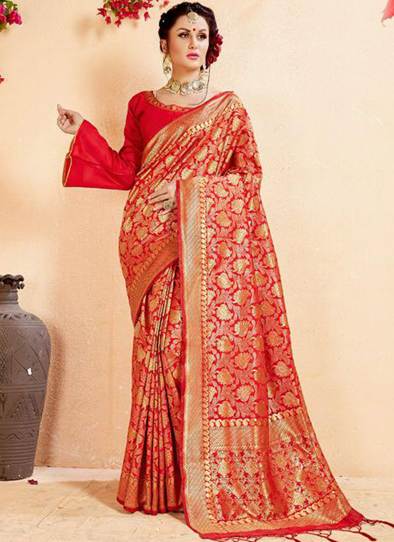 Buy Banarasi Silk Abstract Print Classic Saree Online : 96196