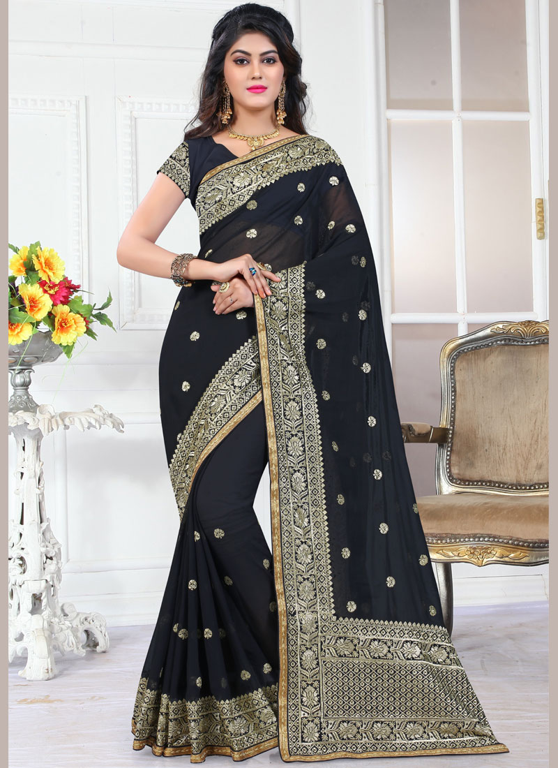 Buy Online Black Contemporary Saree : 78966