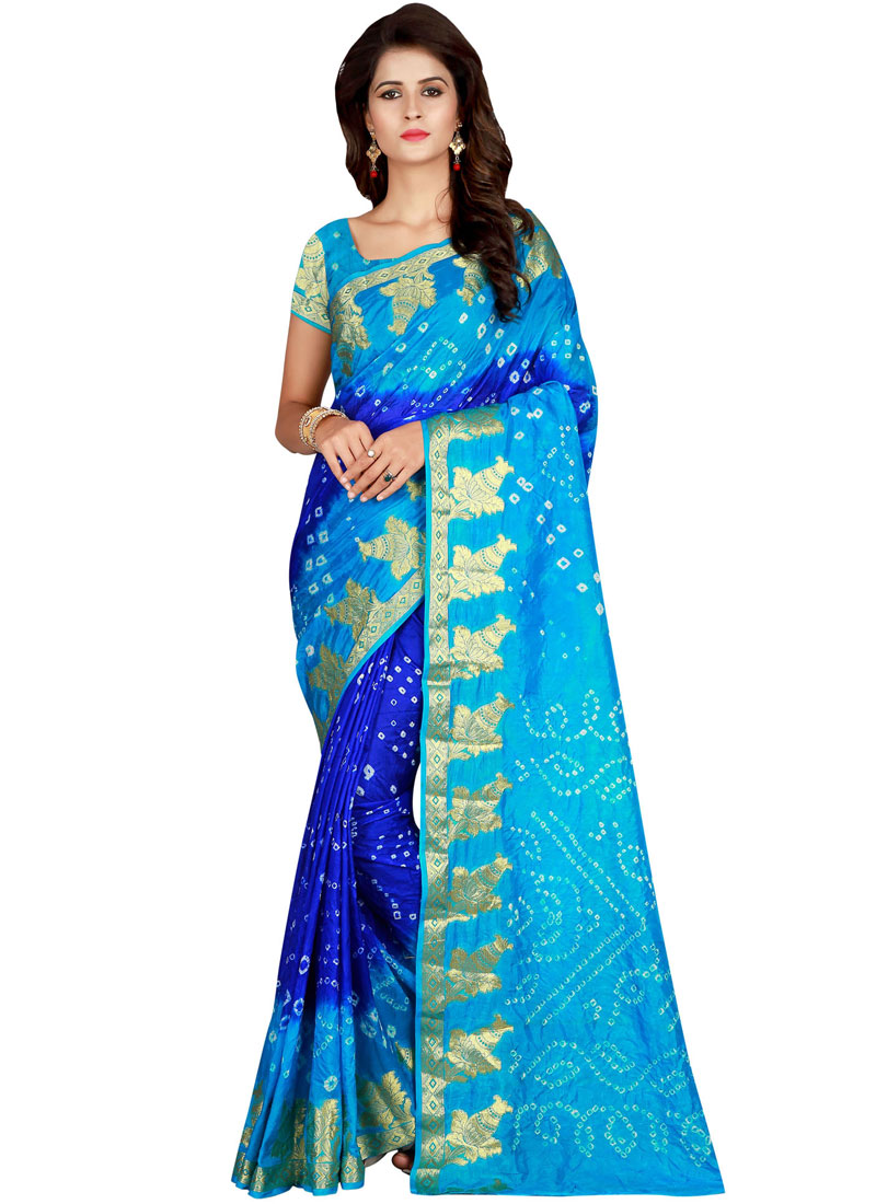 Buy Blue Ceremonial Bandhani Saree : 89805