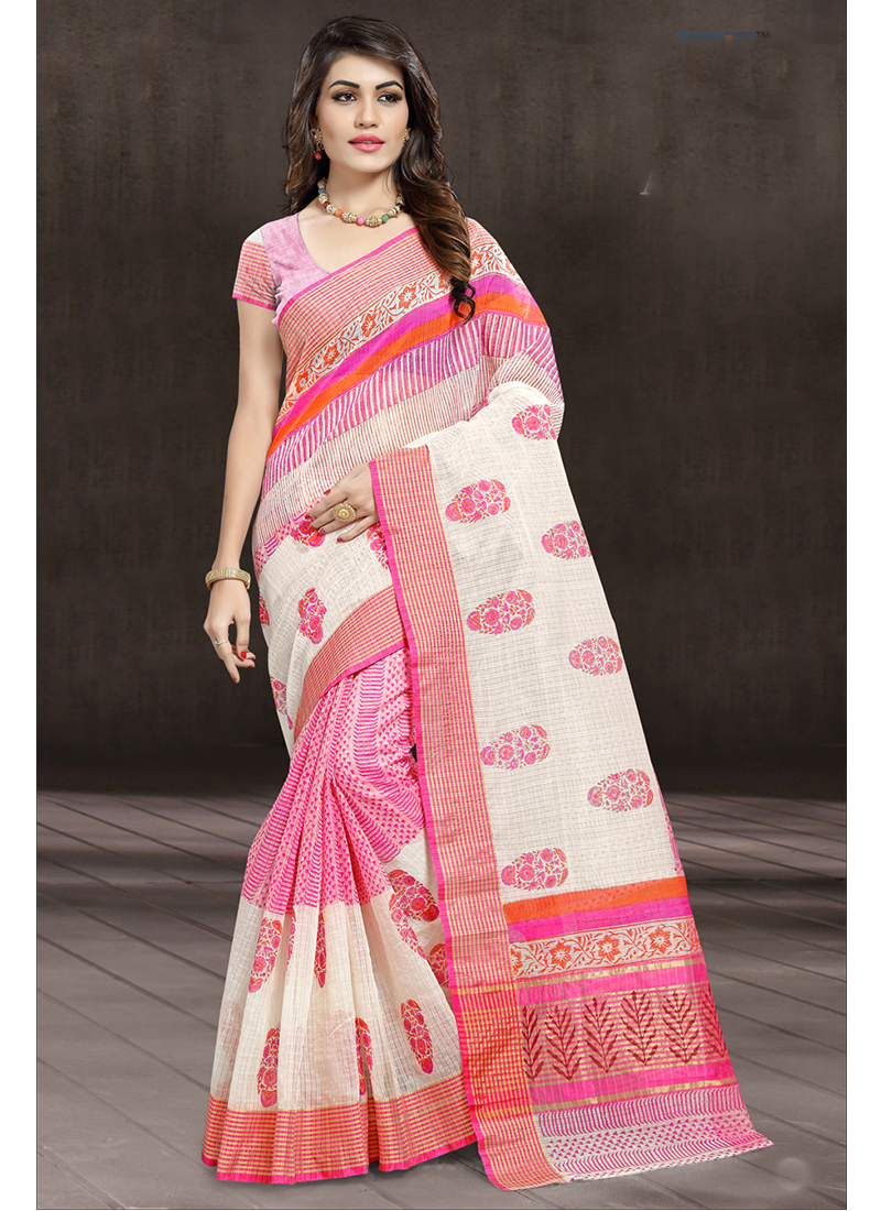 Buy Cotton Casual Saree in Pink Online : 89849