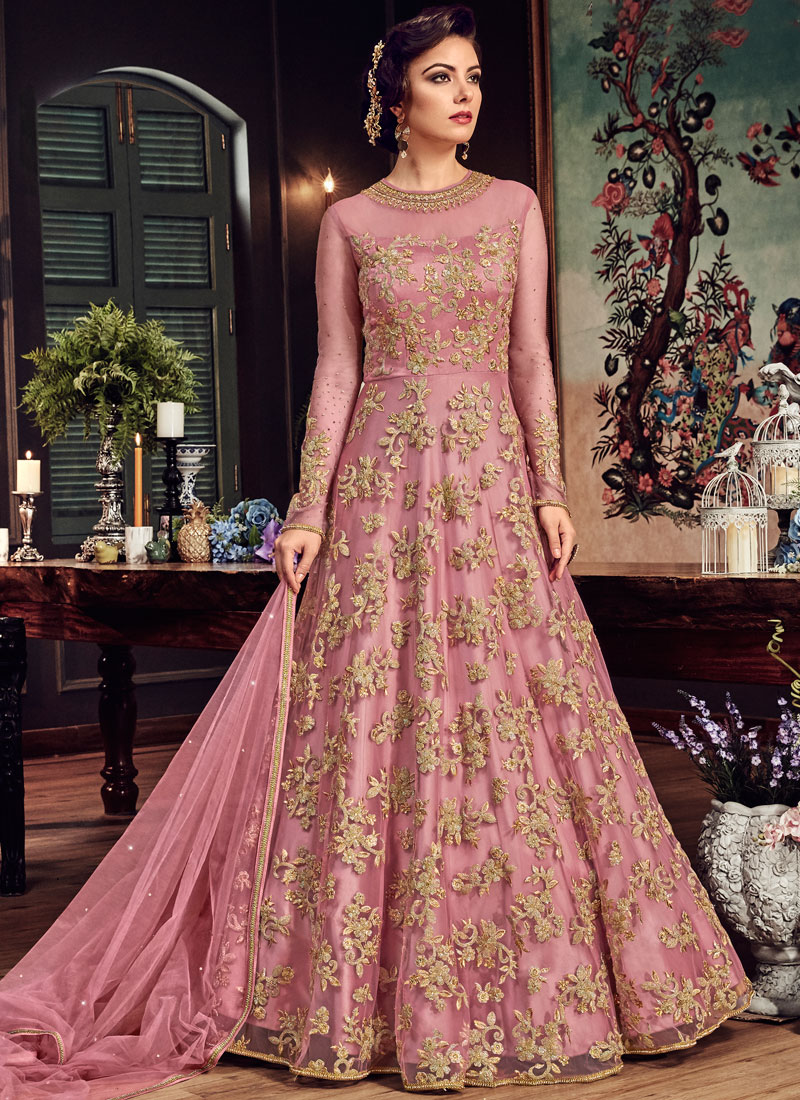 Buy Majestic Grey Fancy Embroidered Anakarli Suit – Empress Clothing