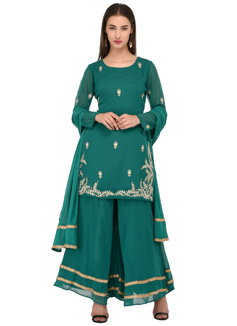 Buy Online Green Georgette Mehndi Anarkali Salwar Suit : 88368