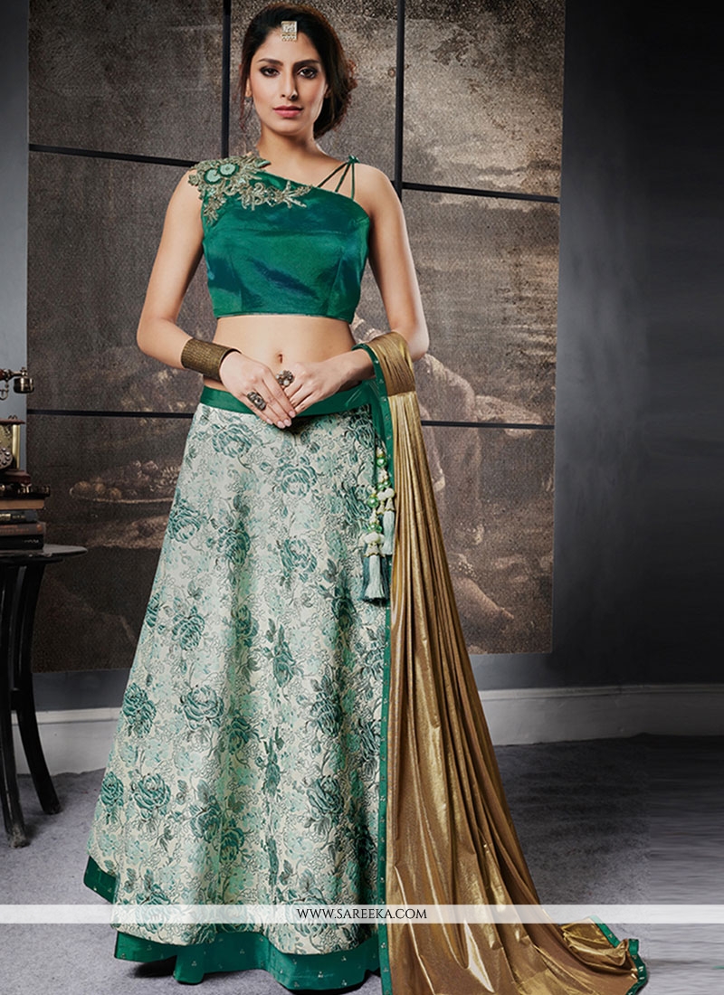 green and white lehenga choli