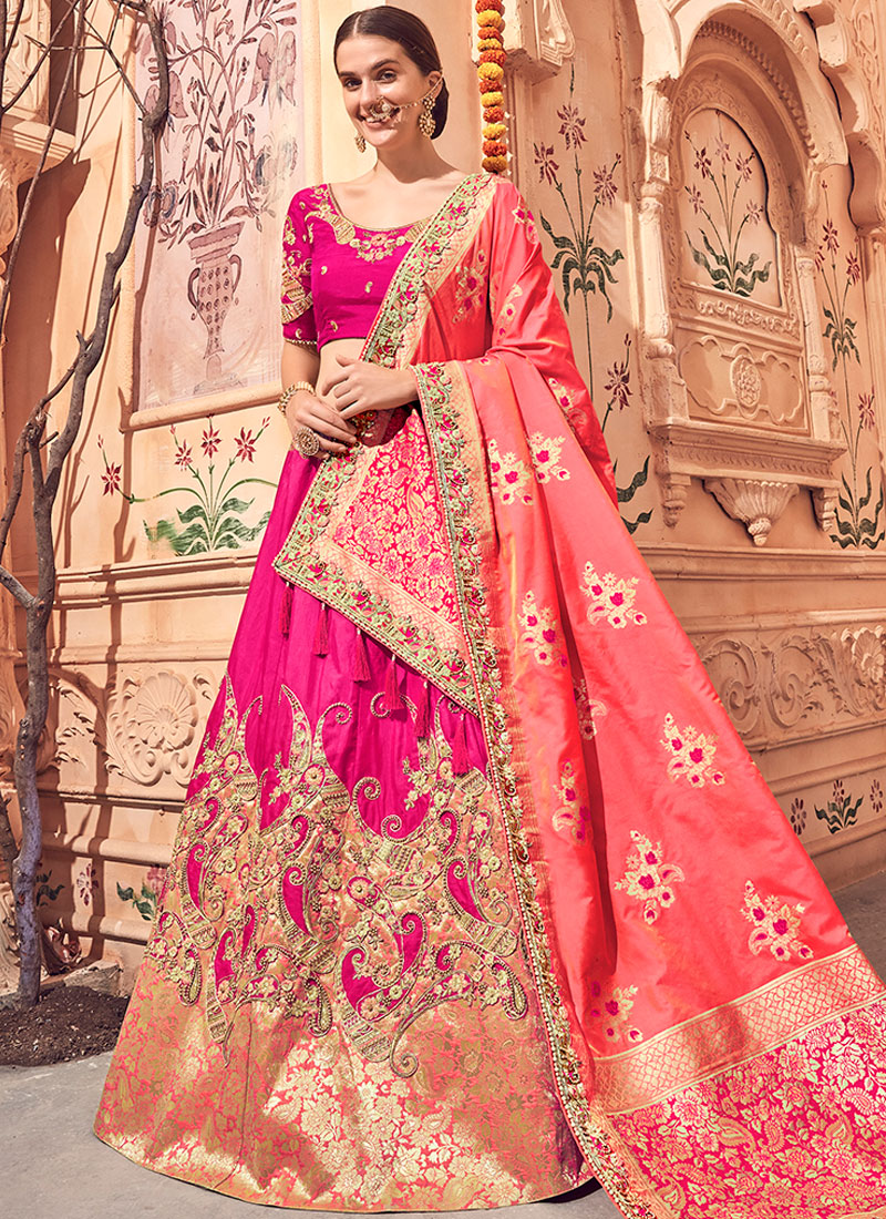 Hot Pink Bridal Lehenga Choli buy online -
