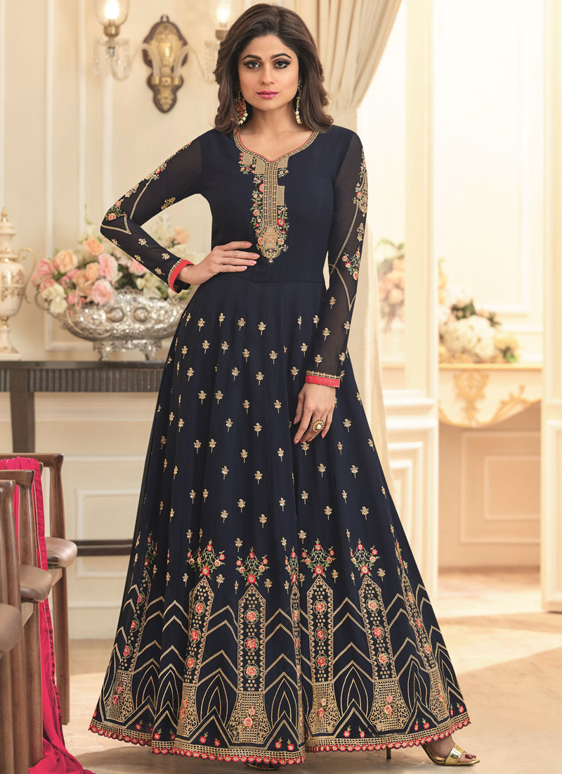 colour combination with navy blue salwar suit