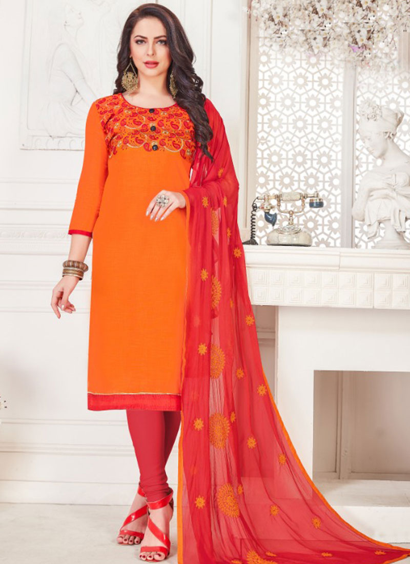 orange and pink churidar