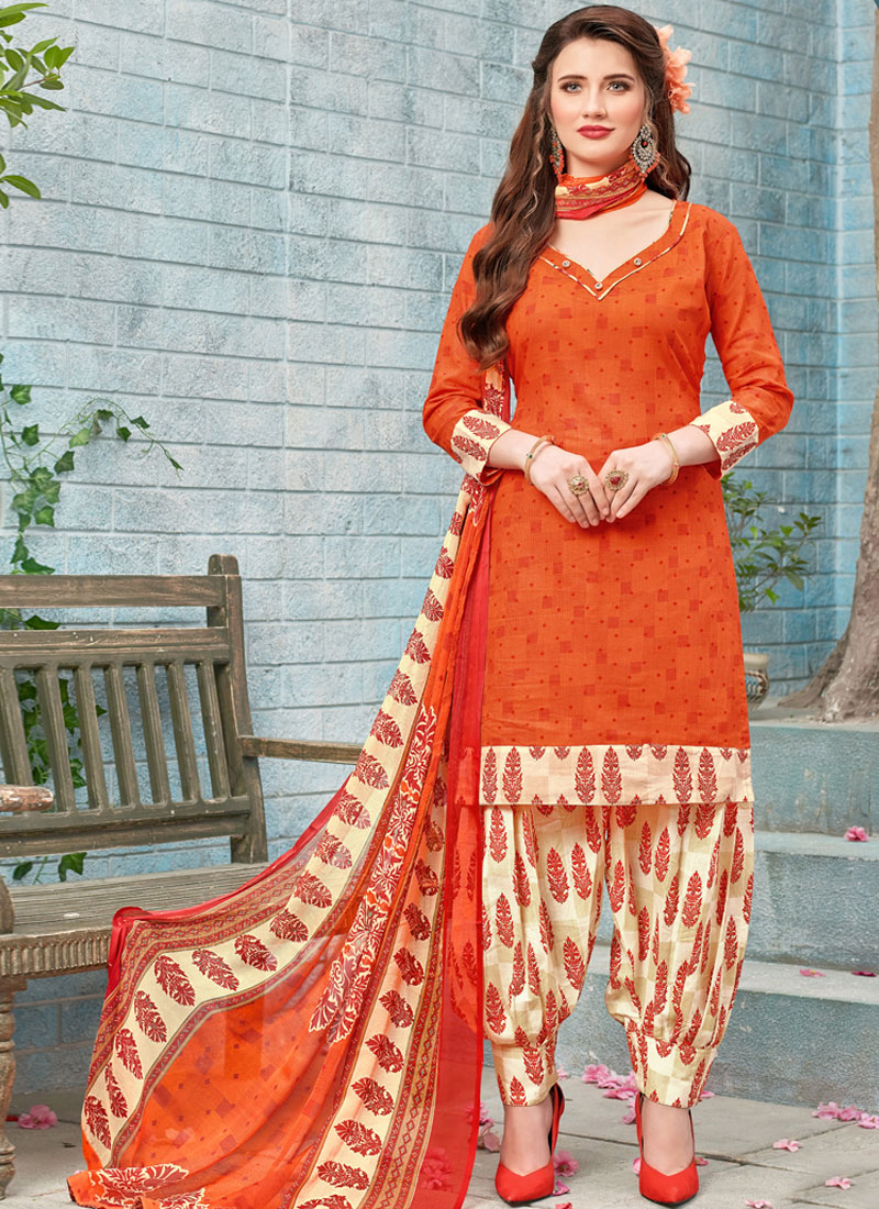 plain orange punjabi suit