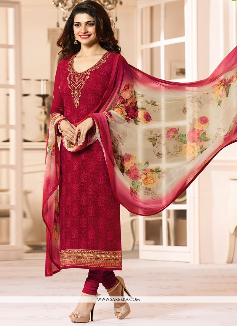 Buy Red Georgette Salwar Suit Online 75350
